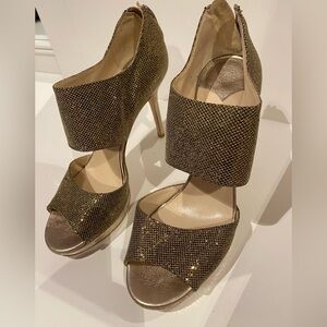 Jimmy Choo Gold High Heel Platform Sandals